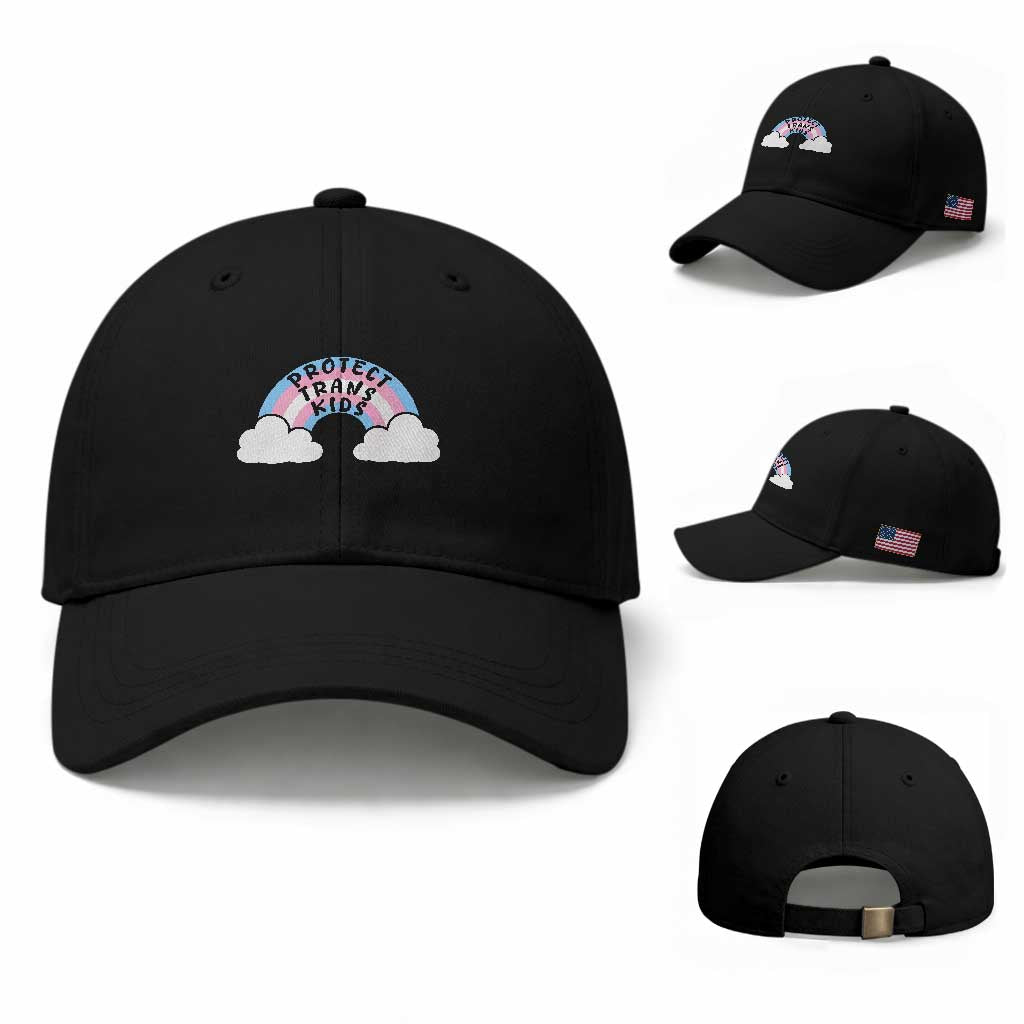 Funny Protect Trans Kids Baseball Cap LGBT Pride Rainbow TS11 Baseball Cap Universal Fit Black Print Your Wear