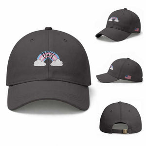 Funny Protect Trans Kids Baseball Cap LGBT Pride Rainbow TS11 Baseball Cap Universal Fit Dark Gray Print Your Wear