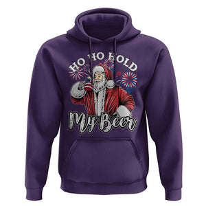 Christmas In July Hoodie Ho Ho Hold My Beer Summer Santa USA Flag 4th Of July TS11 Purple Print Your Wear