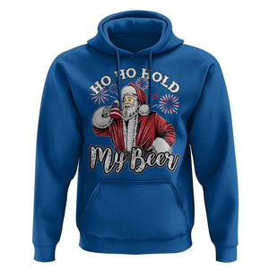 Christmas In July Hoodie Ho Ho Hold My Beer Summer Santa USA Flag 4th Of July TS11 Royal Blue Print Your Wear