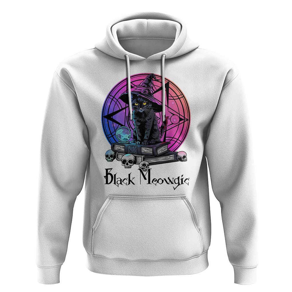 Cat Lover Hoodie Black Meowgic Pentagram Witchcraft Magic TS11 White Print Your Wear