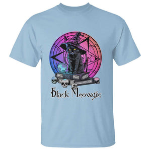 Cat Lover T Shirt Black Meowgic Pentagram Witchcraft Magic TS11 Light Blue Print Your Wear