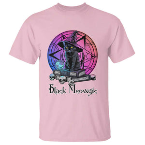 Cat Lover T Shirt Black Meowgic Pentagram Witchcraft Magic TS11 Light Pink Print Your Wear