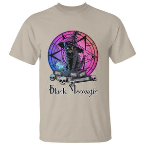 Cat Lover T Shirt Black Meowgic Pentagram Witchcraft Magic TS11 Sand Print Your Wear