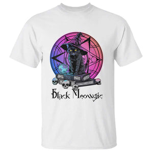 Cat Lover T Shirt Black Meowgic Pentagram Witchcraft Magic TS11 White Print Your Wear