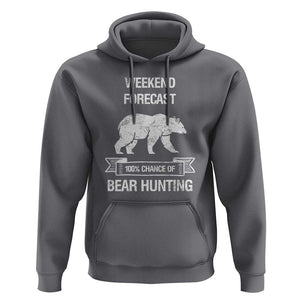 Funny Bear Hunting Hoodie Weekend Forecast 100% Chance Of Bear Hunter TS11 Charcoal Print Your Wear