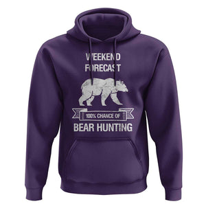 Funny Bear Hunting Hoodie Weekend Forecast 100% Chance Of Bear Hunter TS11 Purple Print Your Wear