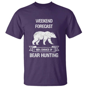 Funny Bear Hunting T Shirt Weekend Forecast 100% Chance Of Bear Hunter TS11 Purple Print Your Wear