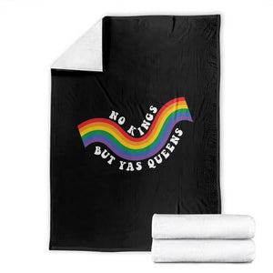 No Kings But Yas Queens LGBTQ Pride Retro Rainbow Throw Blanket TS11 Black Print Your Wear