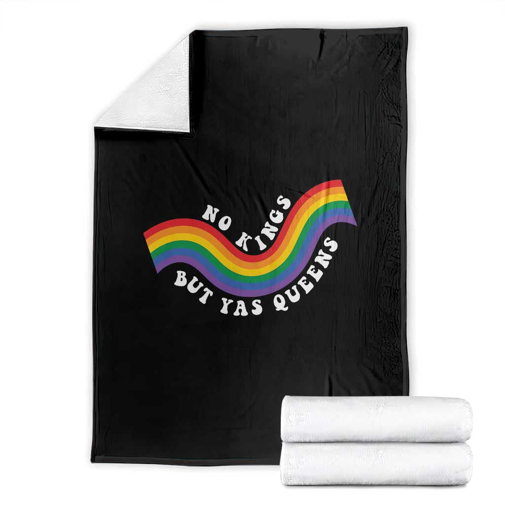 No Kings But Yas Queens LGBTQ Pride Retro Rainbow Throw Blanket TS11 Black Print Your Wear