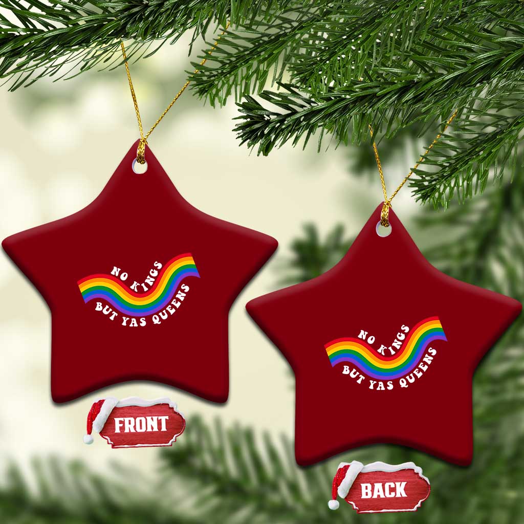 No Kings But Yas Queens LGBTQ Pride Retro Rainbow Ceramic Ornament TS11 Print Your Wear
