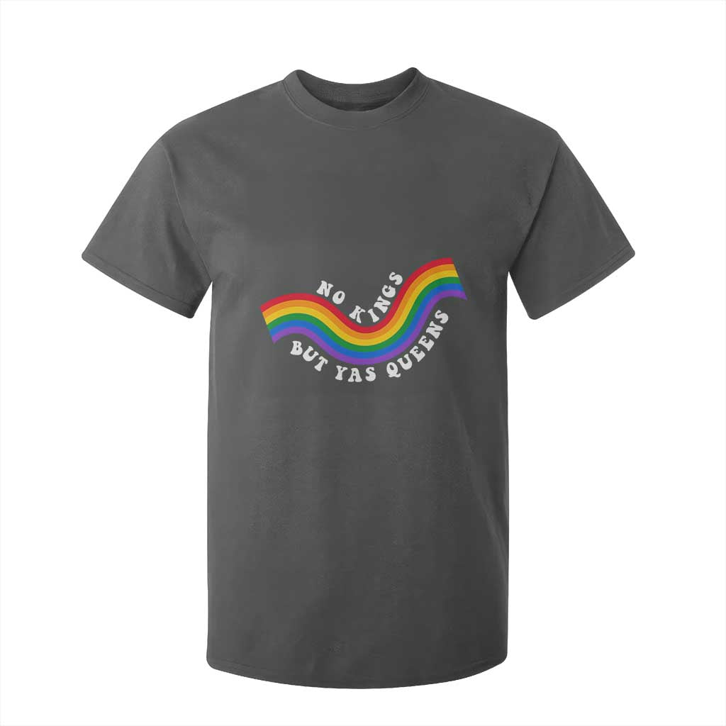No Kings But Yas Queens LGBTQ Pride Retro Rainbow T Shirt For Kid TS11 Dark Heather Print Your Wear