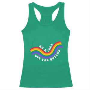 No Kings But Yas Queens LGBTQ Pride Retro Rainbow Racerback Tank Top TS11 Irish Green Print Your Wear