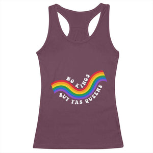 No Kings But Yas Queens LGBTQ Pride Retro Rainbow Racerback Tank Top TS11 Maroon Print Your Wear