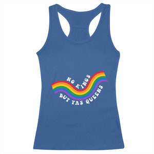 No Kings But Yas Queens LGBTQ Pride Retro Rainbow Racerback Tank Top TS11 Royal Blue Print Your Wear