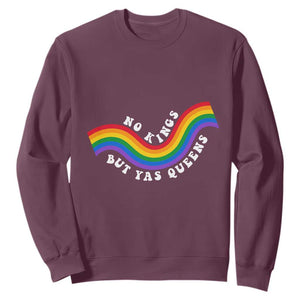 No Kings But Yas Queens LGBTQ Pride Retro Rainbow Sweatshirt TS11 Maroon Print Your Wear