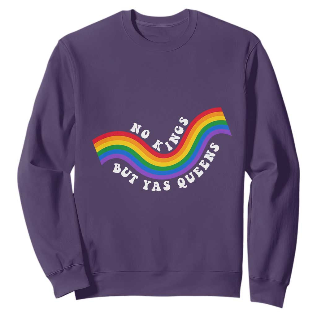 No Kings But Yas Queens LGBTQ Pride Retro Rainbow Sweatshirt TS11 Purple Print Your Wear