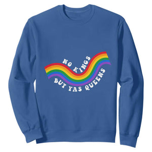 No Kings But Yas Queens LGBTQ Pride Retro Rainbow Sweatshirt TS11 Royal Blue Print Your Wear