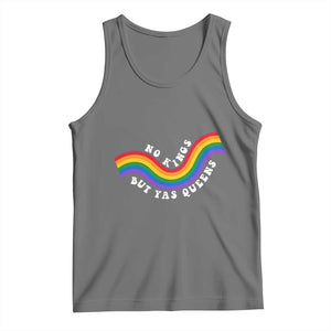No Kings But Yas Queens LGBTQ Pride Retro Rainbow Tank Top TS11 Black Heather Print Your Wear