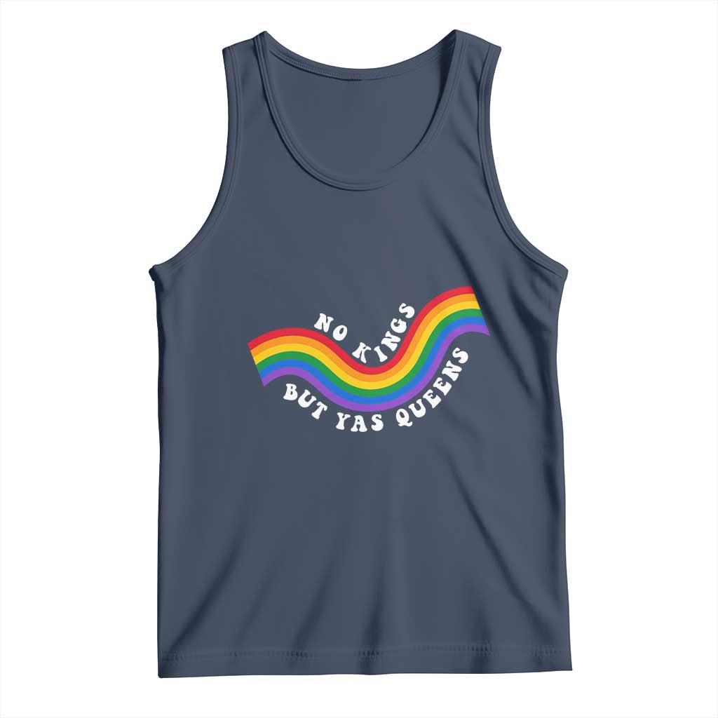 No Kings But Yas Queens LGBTQ Pride Retro Rainbow Tank Top TS11 Navy Print Your Wear