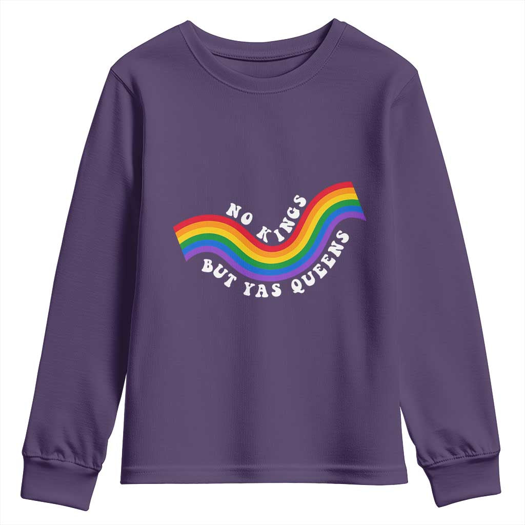 No Kings But Yas Queens LGBTQ Pride Retro Rainbow Youth Sweatshirt TS11 Purple Print Your Wear