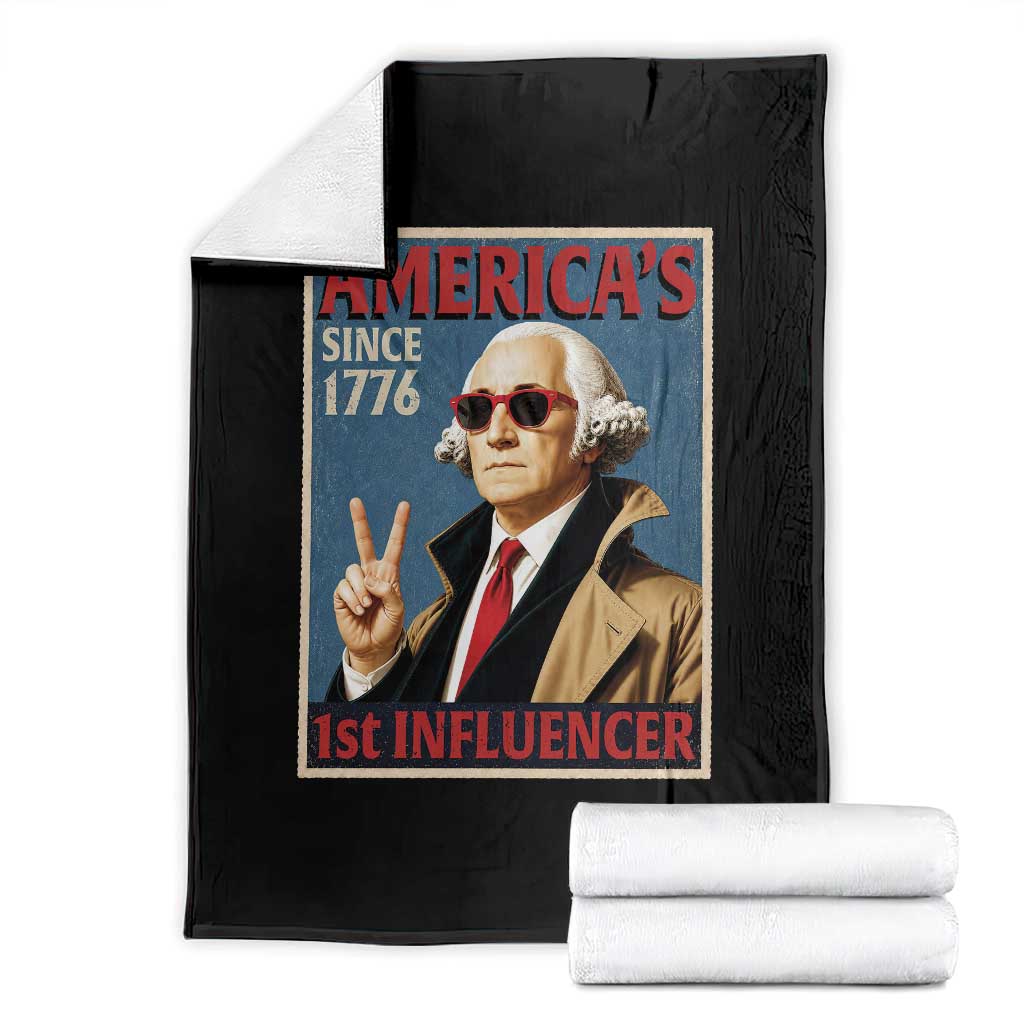 George Washington America's 1st Influencer Throw Blanket Funny Founding Father USA TS11 Black Print Your Wear