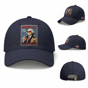 George Washington America's 1st Influencer Baseball Cap Funny Founding Father USA TS11 Baseball Cap Universal Fit Navy Print Your Wear