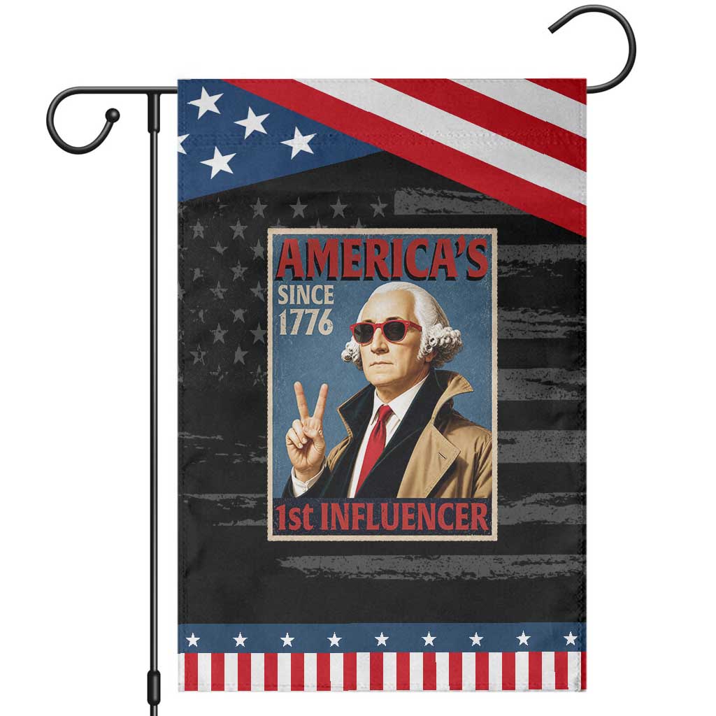 George Washington America's 1st Influencer Patriotic Garden Flag Funny Founding Father USA TS11 Distressed Black Blue Print Your Wear