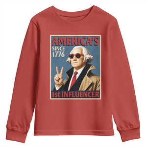 George Washington America's 1st Influencer Youth Sweatshirt Funny Founding Father USA TS11 Red Print Your Wear