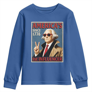 George Washington America's 1st Influencer Youth Sweatshirt Funny Founding Father USA TS11 Royal Blue Print Your Wear