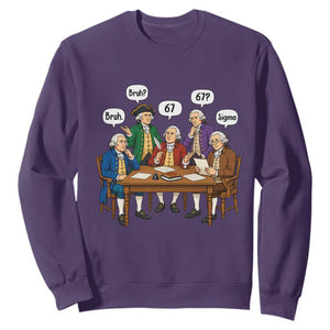 Founding Fathers 67 Bruh Sigma Sweatshirt Funny US History Meme TS11 Purple Print Your Wear