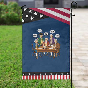Founding Fathers 67 Bruh Sigma Patriotic Garden Flag Funny US History Meme TS11 Classic Blue Black Print Your Wear