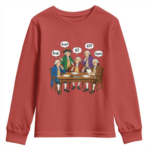 Founding Fathers 67 Bruh Sigma Youth Sweatshirt Funny US History Meme TS11 Red Print Your Wear