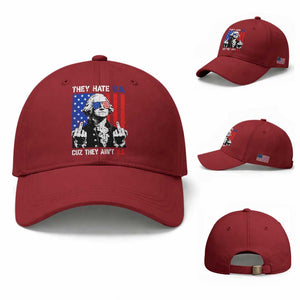 They Hate US Cuz They Ain't US Baseball Cap George Washington 4th of July TS11 Baseball Cap Universal Fit Cherry Red Print Your Wear