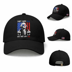 They Hate US Cuz They Ain't US Baseball Cap George Washington 4th of July TS11 Baseball Cap Universal Fit Black Print Your Wear