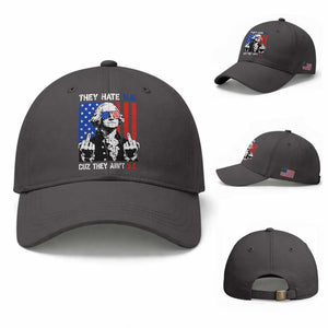 They Hate US Cuz They Ain't US Baseball Cap George Washington 4th of July TS11 Baseball Cap Universal Fit Dark Gray Print Your Wear