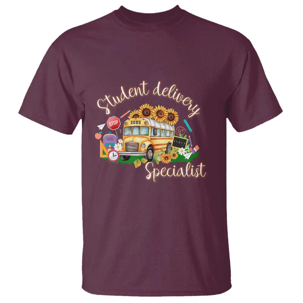 School Bus Driver T Shirt Student Delivery Specialist TS11 Maroon Print Your Wear