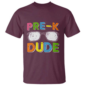 Pre-K Dude T Shirt First Day Of School Glasses Nerd TS11 Maroon Print Your Wear