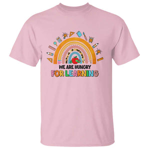 We Are Hungry For Learning T Shirt Back To School Rainbow Caterpillar Apple TS11 Light Pink Print Your Wear