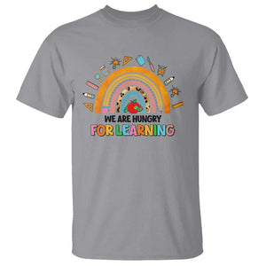 We Are Hungry For Learning T Shirt Back To School Rainbow Caterpillar Apple TS11 Sport Gray Print Your Wear