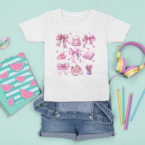 Coquette School T Shirt For Kid Pink Bow Heart Backpack Note Tape Pencil TS11 White Print Your Wear