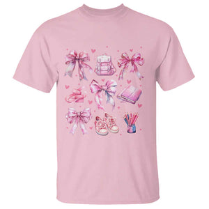 Coquette School T Shirt Pink Bow Heart Backpack Note Tape Pencil TS11 Light Pink Print Your Wear