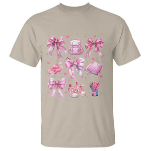 Coquette School T Shirt Pink Bow Heart Backpack Note Tape Pencil TS11 Sand Print Your Wear