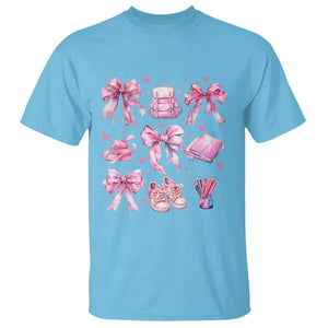 Coquette School T Shirt Pink Bow Heart Backpack Note Tape Pencil TS11 Sky Print Your Wear