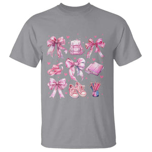 Coquette School T Shirt Pink Bow Heart Backpack Note Tape Pencil TS11 Sport Gray Print Your Wear