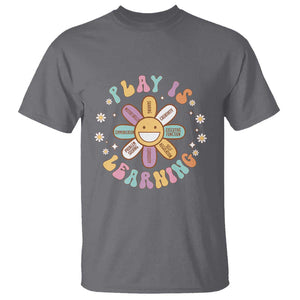 Play Is Learning T Shirt Teachers Inspirational Retro Groovy Daisy TS11 Charcoal Print Your Wear