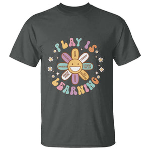 Play Is Learning T Shirt Teachers Inspirational Retro Groovy Daisy TS11 Dark Heather Print Your Wear