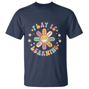 Play Is Learning T Shirt Teachers Inspirational Retro Groovy Daisy TS11 Navy Print Your Wear