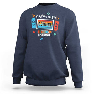 Game Over School Loading Sweatshirt Game Console Pencil End Summer TS11 Navy Print Your Wear