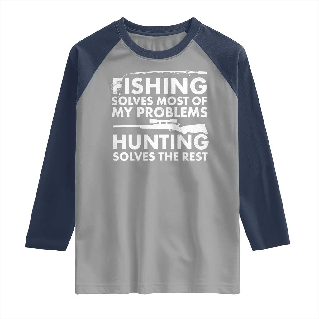 Funny Hunter Raglan Shirt Fishing And Hunting Father's Day TS11 Sport Gray Navy Print Your Wear
